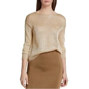 Vince Lightweight Boatneck Shiny Metallic Open Knit Jumper Sweater